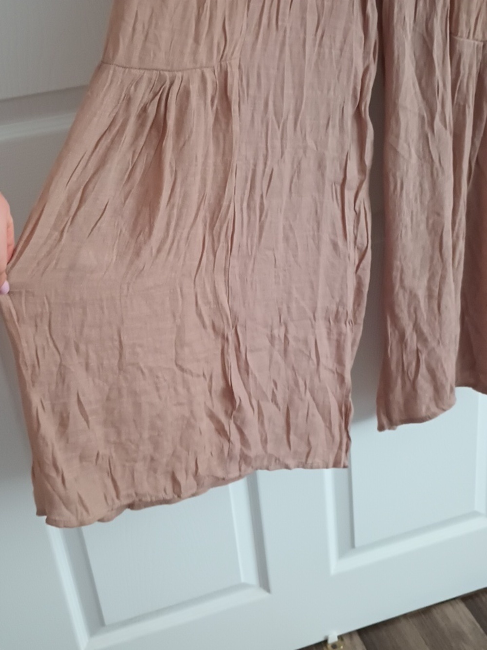 NWOT Hyfve High Waisted Tiered Flare Tan Color Pants. Size: Medium - Picture 7 of 8